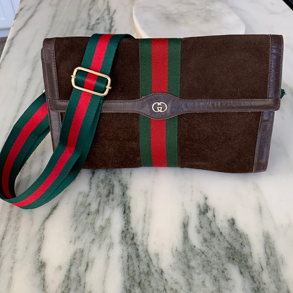 Gucci suede Sherry web crossbody